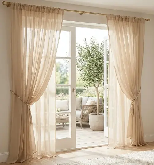 organza cortinas beige