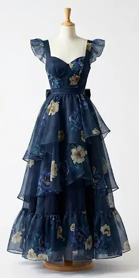 organza vestido b azul